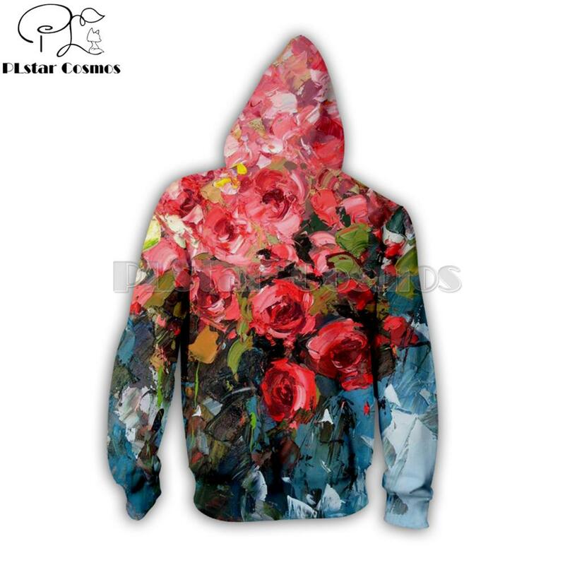 PLstar Cosmos marca costume fiore cerniera felpe con cappuccio moda uomo/donna felpa con cappuccio pittura floreale stampa 3D streetwear giacca con cappuccio