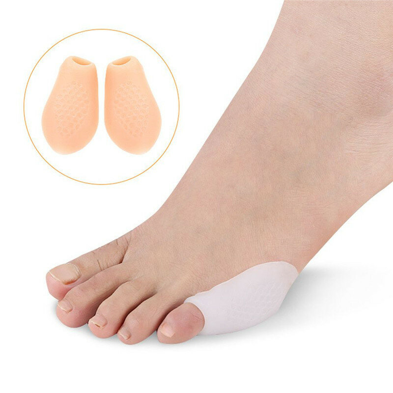 Separador pequeno do dedo do pé, gel do silicone, respirável, corrector do hálux valgo, cuidado do pé, 2 pcs
