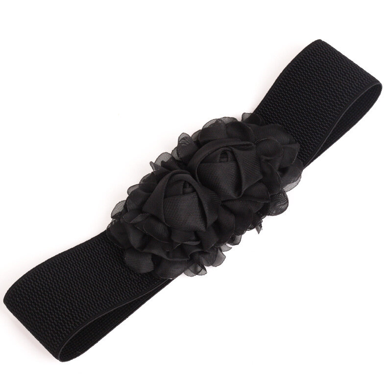 Cinturón elástico de flores para mujer, cinturón con hebilla para falda, para fiesta y boda, gran oferta