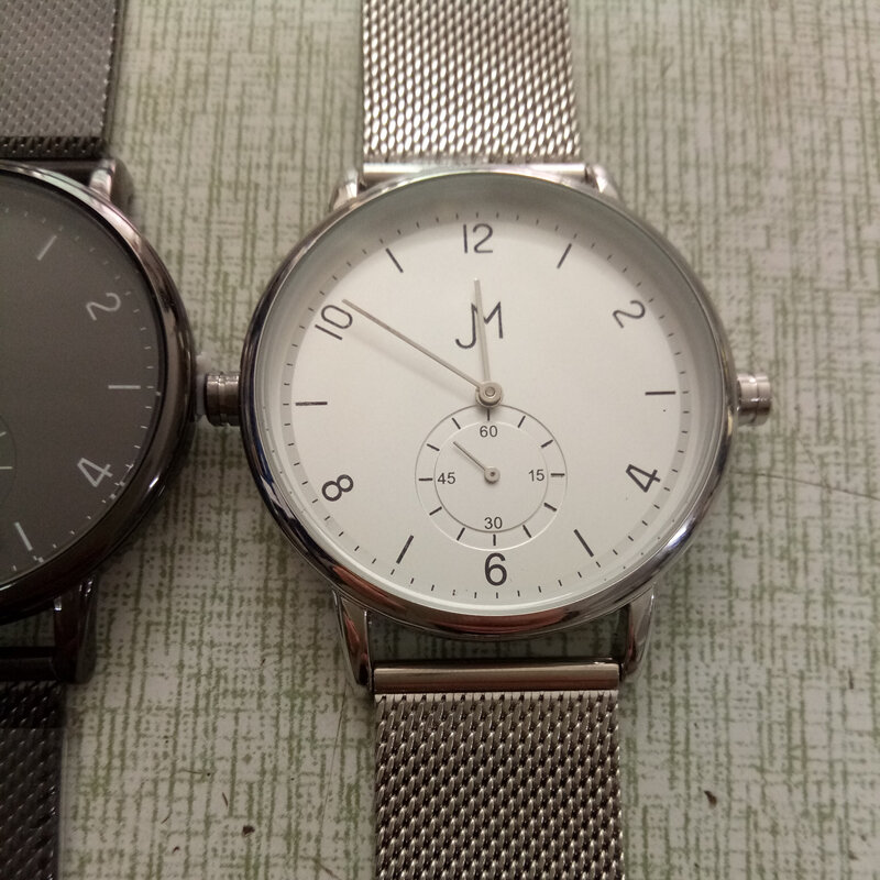 CL031 OEM ยี่ห้อสีดำนาฬิกา Dial ปรับแต่งโลโก้ผู้ชายนาฬิกาสแตนเลสและหนังทำโลโก้นาฬิกา