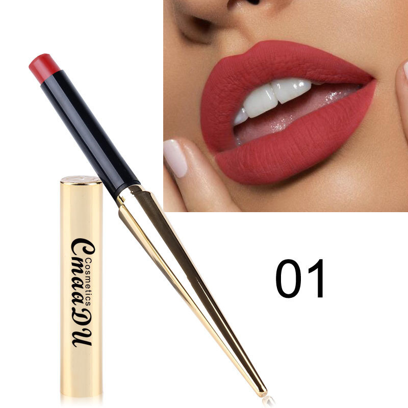 Bullet lipstick pen 12 color matte lipstick nude color big red aunt color lipstick cosmetics makeup for female rouge princess