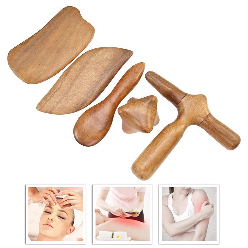 Natural Sandalwood Scraping Massage SPA Therapy Stick Point Treatment Muscle Relaxation Guasha Board