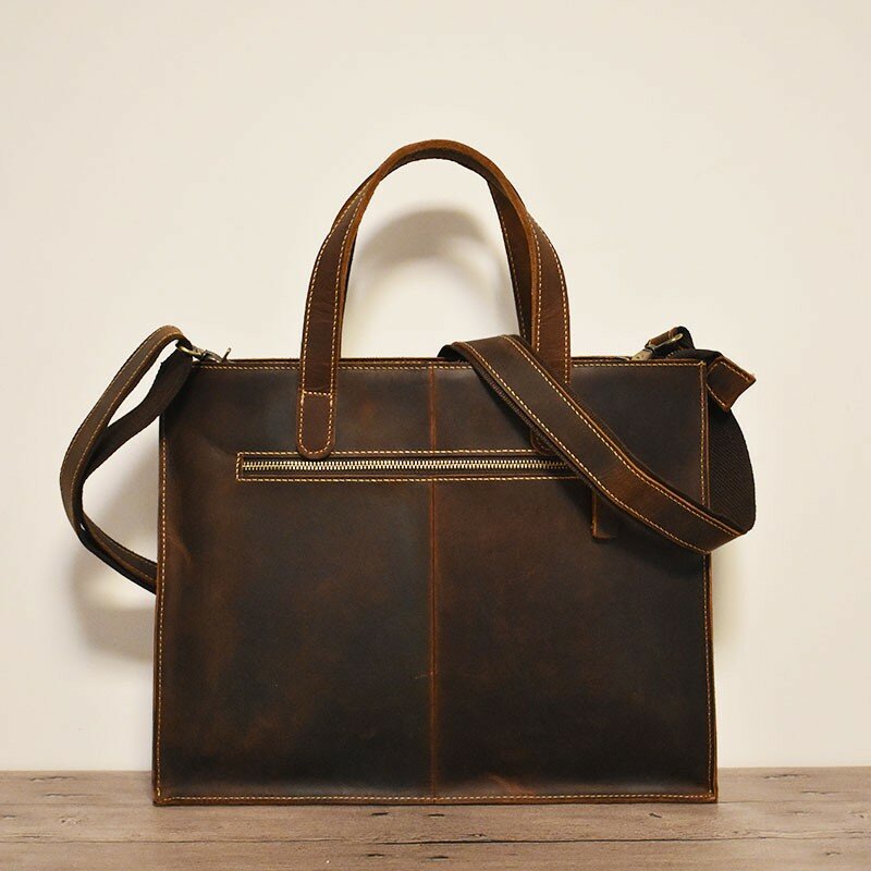 Портфель мужской из натуральной кожи, сумка-мессенджер на плечо, деловой чемоданчик для ноутбука, Кожаный саквояж кросс-боди в стиле ретро