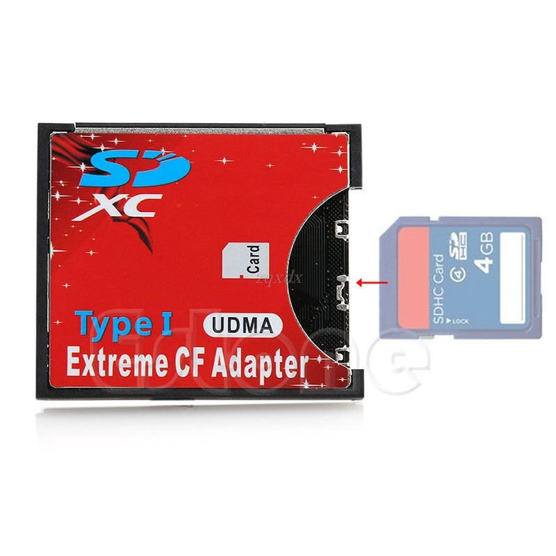 Speed SDXC SDHC SD to CF Compact Flash Memory Card Reader Adapter Type I High Drop Ship