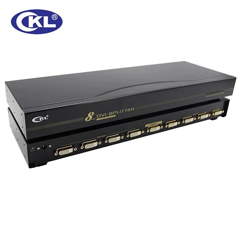 Divisor DVI de 8 puertos, caja de distribuidor DVI de CKL-98E, soporte de 3 niveles Cascadable y OSD, 1x8