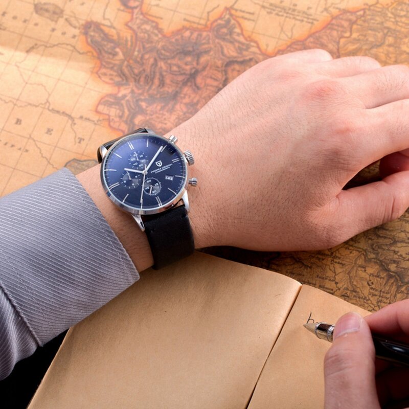 Top marque de luxe PAGANI Design chronographe en cuir pour hommes montres à Quartz mode Sport militaire montre-bracelet hommes relogio masculino