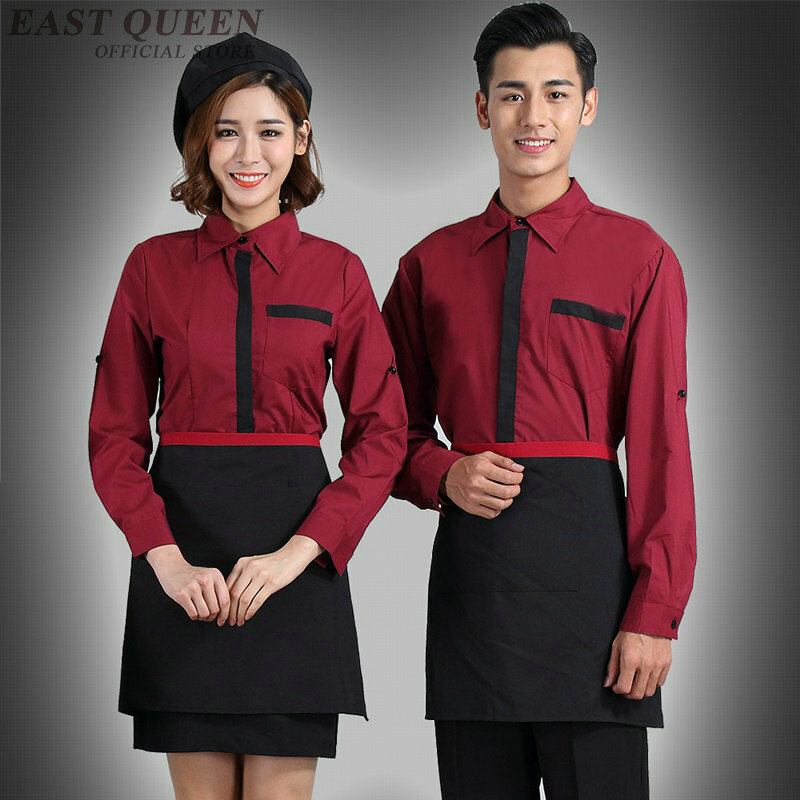 Uniformes do garçom e da garçonete roupa do restaurante uniformes da garçonete para garçons catering cozinha vestuário do hotel uniforme dd1065