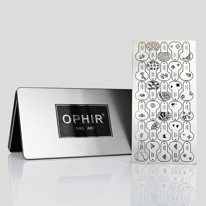 OPHIR-aerógrafo metálico para uñas, plantilla con patrón geométrico de flores, Estrella y Luna, herramienta para pintar, 120x
