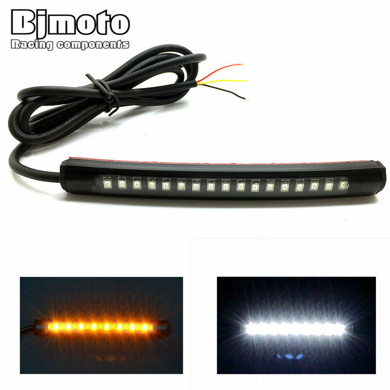 Feux de freinage universels à LED flexibles pour moto, bande lumineuse clignotante, lumière de plaque de planificateur, feux stop arrière clignotants, 17 LED
