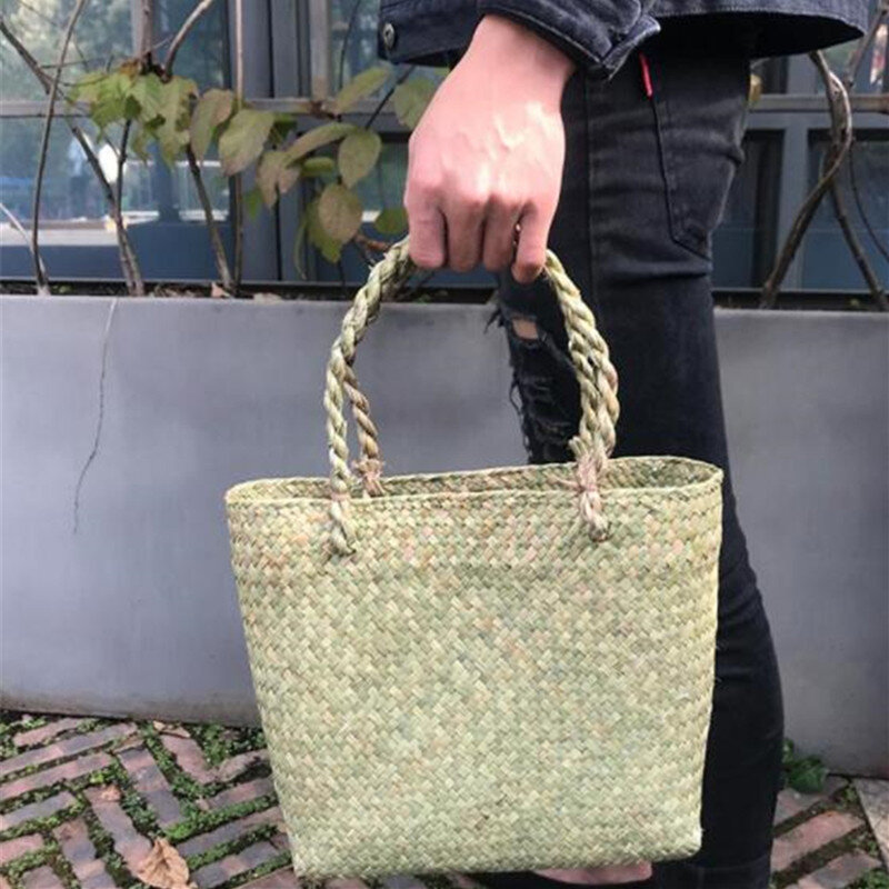 Natural Rattan Straw Handbag Simple Shoulder Bags for Ladies Casual Big Size Totes Handbags Summer Bli Beach Travel Bag 2020
