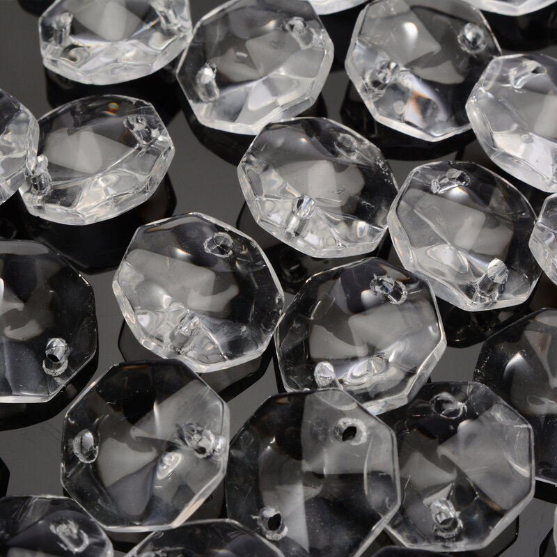Prismas de vidro de cristal de 14mm 50 peças, prismas pendurados de pingente octagonal para decoração de peça de lâmpada de luz diy