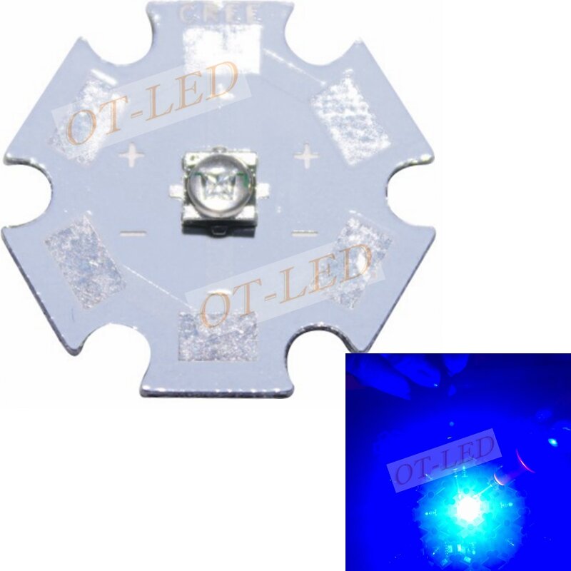 미국 정품 Cree XT-E XTE 3W 5W 3535 로얄 블루 LED 다이오드 이미터, 20mm 보드, 450-455NM, 로트당 10 개