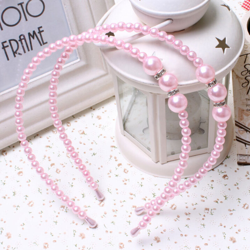 Diademas elegantes de perlas para niña, bandanas de estilo coreano de perlas de princesa con diamantes de imitación, accesorios para el cabello para niño, 1 ud.
