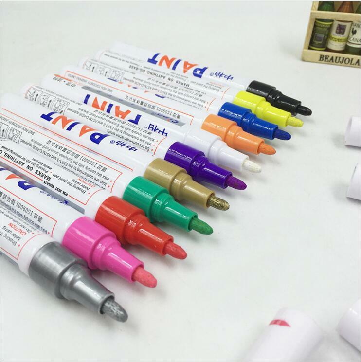 Rotulador permanente de pintura, bolígrafo para escribir en telas, vidrio, madera, aceite, púrpura, rosa, azul, café, oro, plata, 12 colores
