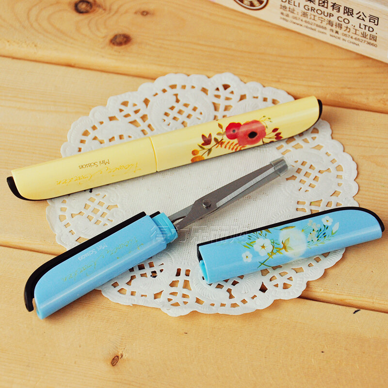 Crafting Flower Portable Scissors Paper-Cutting Safety Folding Scissors For Kids School Stationery Hand Cut Supplies