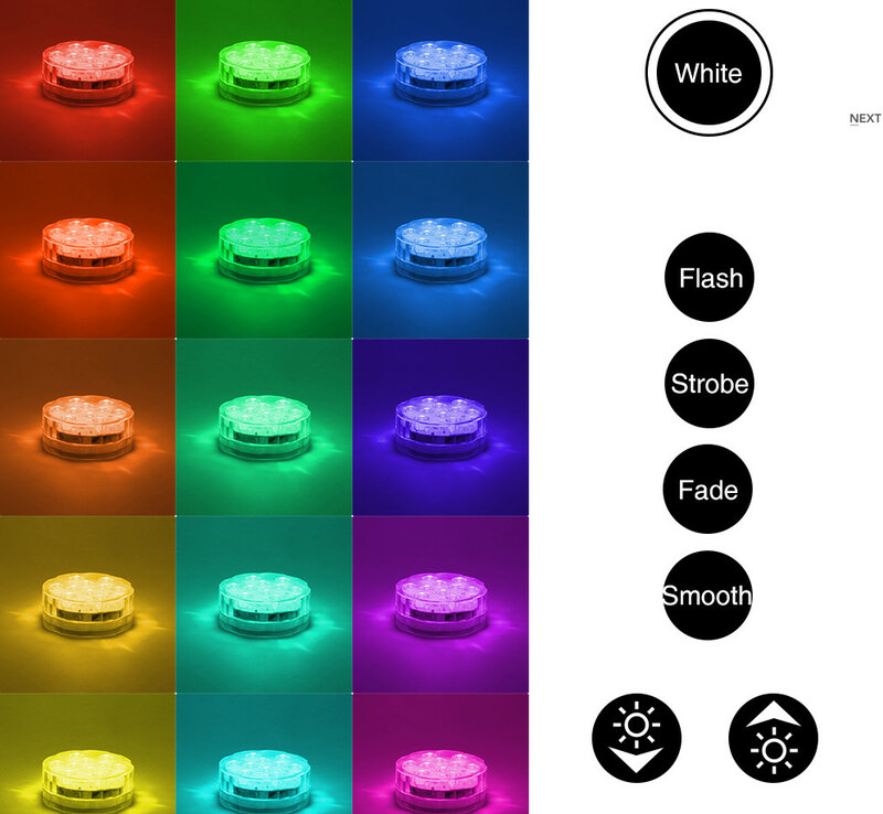 Luces LED RGB para decoración de fiestas, multicolor, impermeable, florero, Base Floral, luces sumergibles con control remoto, 1x10