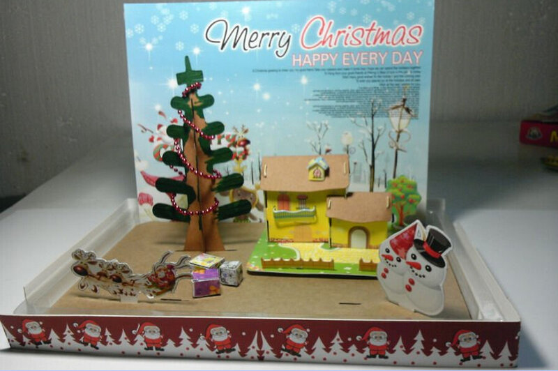 2019 25x19cm multicolorido papel crescer mágico natal casa caixa árvore mágica árvores de crescimento descoberta crianças brinquedos ciência para crianças