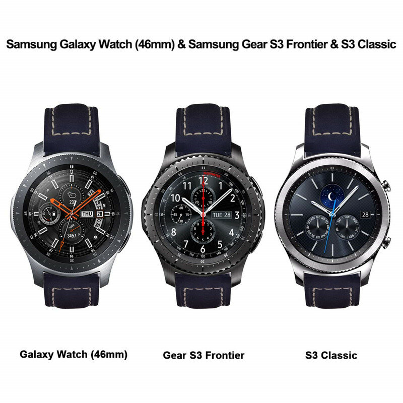 Correa de cuero genuino para Samsung Galaxy Watch, Correa Premium Vintage Crazy Horse para Samsung Gear S3 Frontier Classic, 46mm, 22mm