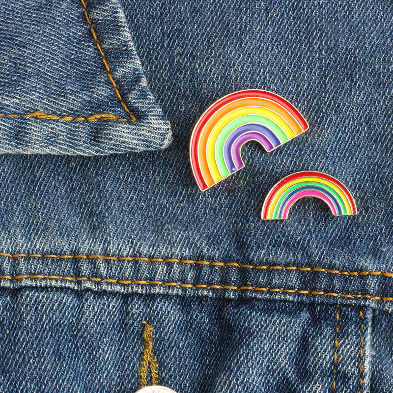 Thời Trang Nhiều Màu Sắc Men Pin Thổ Cẩm Nữ Hoạt Hình Sáng Tạo Mini Rainbow Kim Loại Thổ Cẩm Chân Denim Nón Huy Hiệu Cổ Trang Sức
