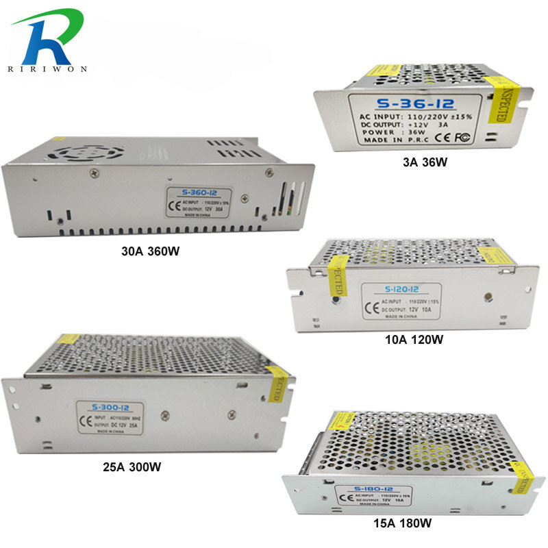 Fuente de alimentación, controlador LED, DC 12V, pequeño volumen, transformador individual, 5A, 15a, 25a, 3A, cc 12V, voltios, conmutación, led para tira LED 5050