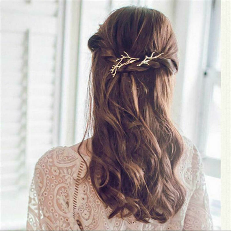 Винтажные золотые серебряные заколки для волос из сплава заколки для волос в виде веточки модные заколки для волос жен