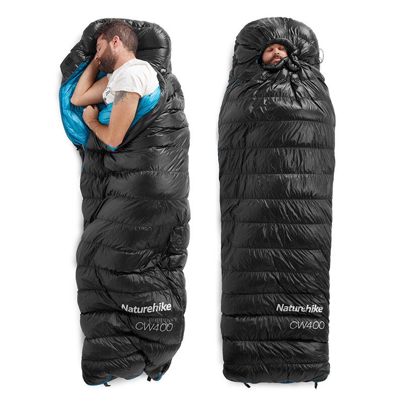 Naturehike-Bolsa de dormir para acampar, saco ligero de dormir impermeable, variedad de colores, relleno de ganso, ultraligera, para acampar o senderismo, 400