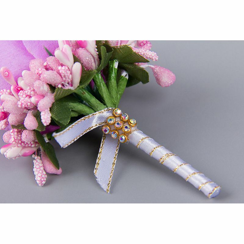Buquê de casamento Artificial Rose Bouquet Broche de Flor Glitter Rhinestone Da Fita Do Laço Clássico Prom Lapela Com Pino