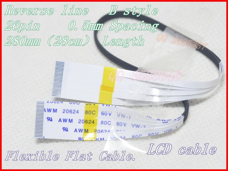 0.5mm Spacing + 350mm Length + 26Pin B / Reverse line LCD cable FFC Flexible Flat Cable.