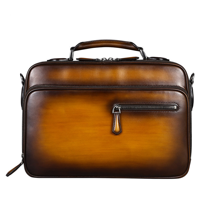 อิตาลี Calfskin หนังกระเป๋าเอกสารที่มีชื่อเสียงออกแบบกระเป๋าถือคุณภาพสูงอเนกประสงค์ธุรกิจกระเป๋าแล็ปท็อป