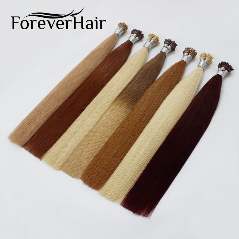 Forever hair-extensão capilar para remy, cabelo liso com 0.8g/s, 16 "/18"/20 "/24", ponta de queratina reta, fusão quente da europa, 50 peças