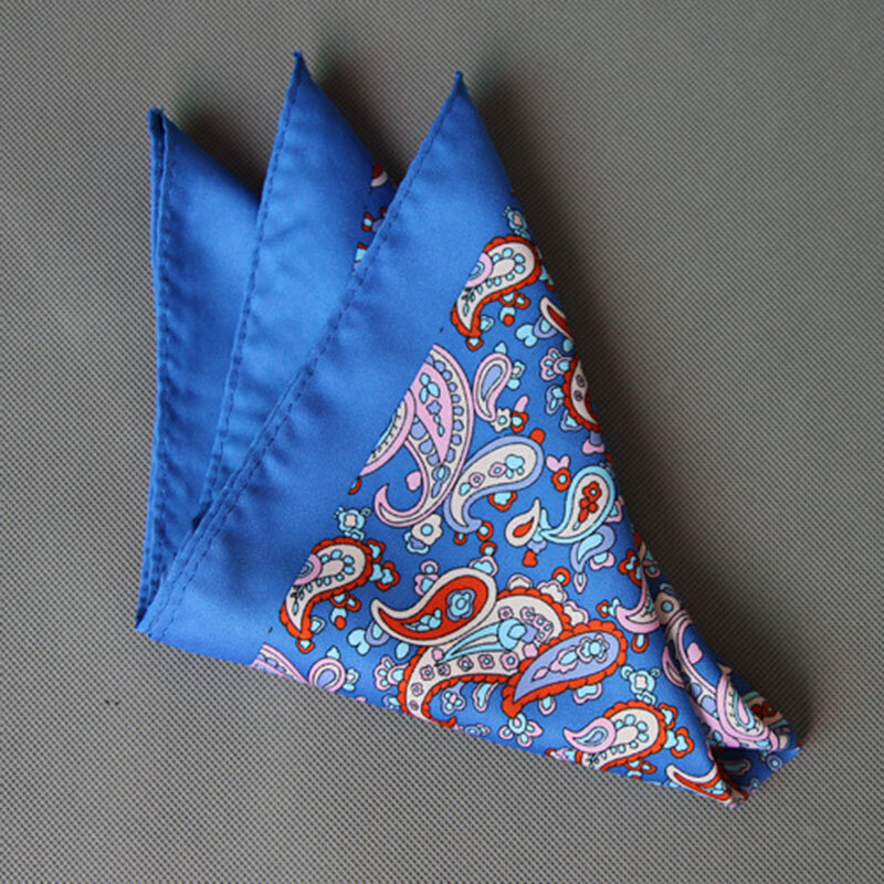 Ricnais New Design 34cm*34cm Silk Pocket Square Business Fashion Paisley Red Blue Handkerchief Big Size For Man Wedding Gift