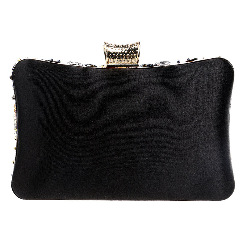 SEKUSA Hot Sale Small Beaded Clutch Purse Elegant Black Evening Bags Wedding Party Clutch Handbag Metal Chain Shoulder Bags