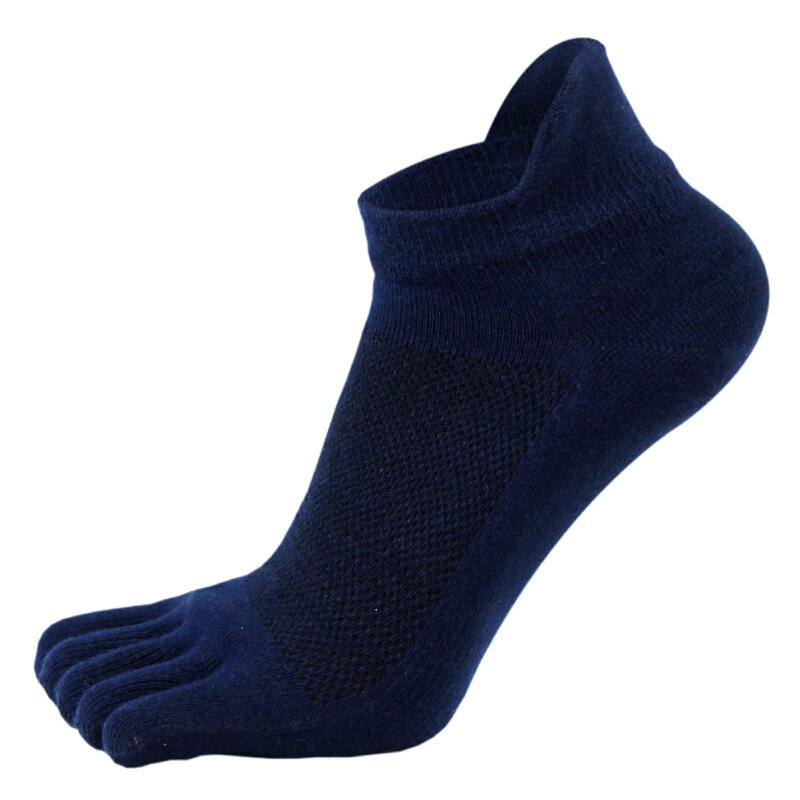 5 pares de meias de algodão para homens, cor sólida, respirável, proteção do tornozelo, no show, cinco dedos, boa qualidade, verão