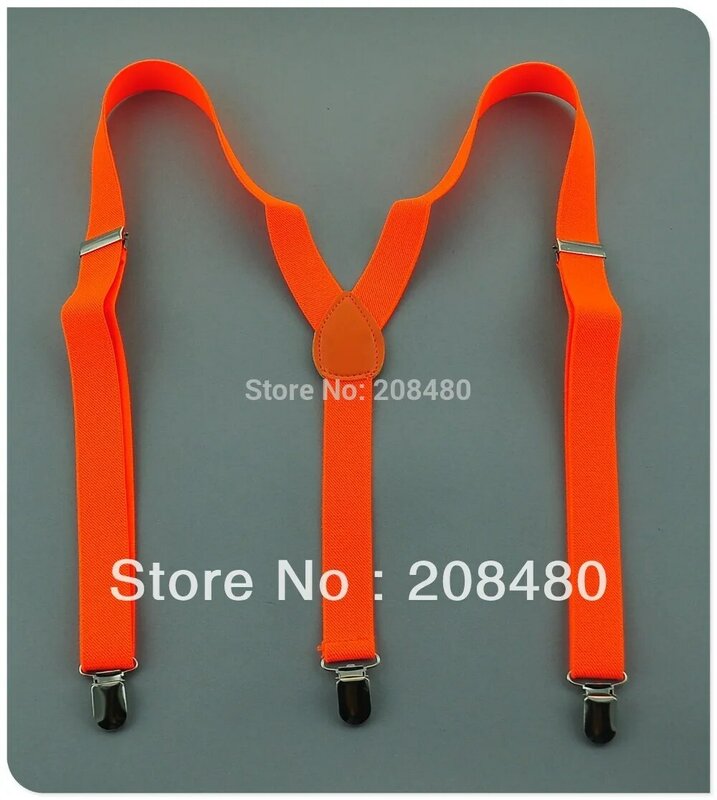 Bretelles à Clip élastiques orniques | Bretelles large de 2.5cm "couleur orange bonbon, vente en gros de 2 pièces/lot unisexe