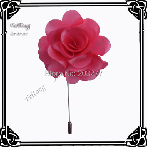 Alfileres de palo de flores rosas satinadas, 24 unids/lote, alfileres de solapa, 6 colores para su elección, envío gratis