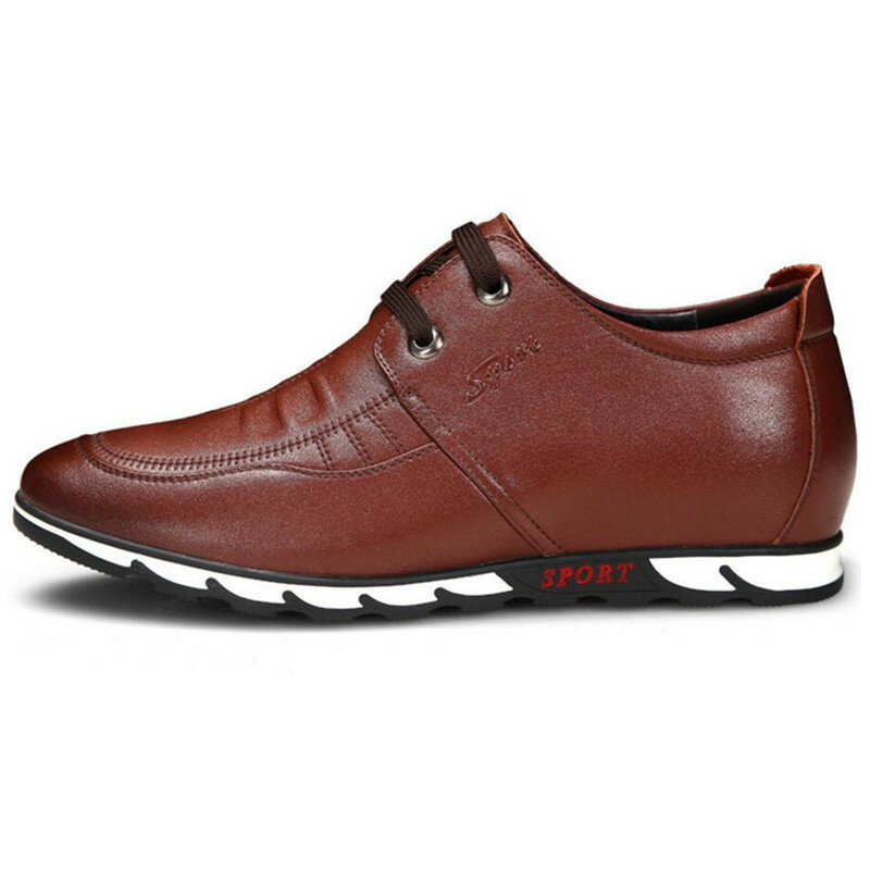 Mannen Mode Comfortabele Lederen Ademend Sport Schoenen Hoogte Toenemende Lift Sneakers Krijgen Groter 5 CM