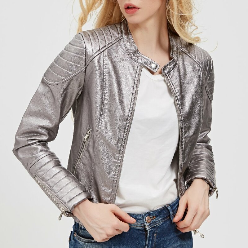 2021 jaqueta de couro preto falso feminina, jaqueta curta slim de marca motociclista, casaco de couro branco, 5 cores