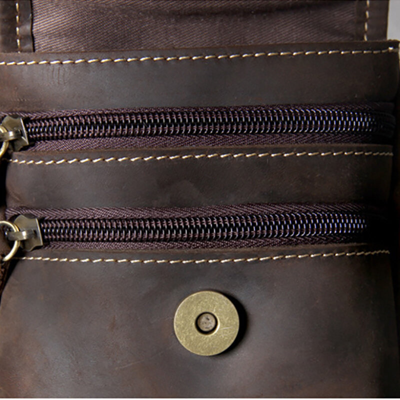 Gland TOO-Sac à bandoulière oblique en cuir de cheval pour homme, petit sac de poitrine, sac de téléphone portable, ceinture, tête originale, peau de cheval, perception