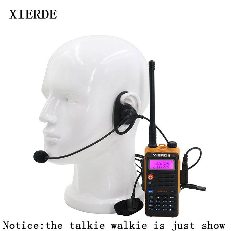 Baofeng kenwood talkie walkie radio用の2ピンd字型戦術ヘッドセットpttマイクイヤーフックイヤホンイヤホン