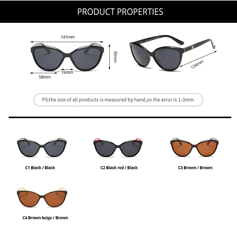 COASION Brand Design Cat Eye Sunglasses Women Polarized 2019 Lady Retro Elegant Cateye Sun Glasses UV400 Protection CA1223