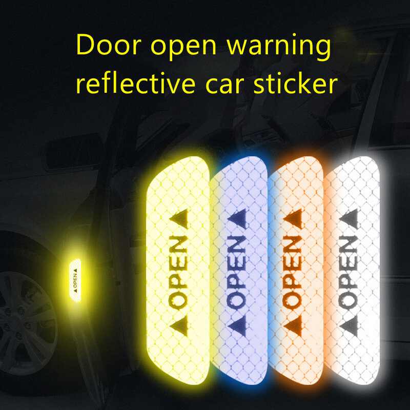 CS084#9.3*2.5cm 1Pack/4 PCS Car anti-collision strips open reflective car stickers traffic safety warning stickers door opening