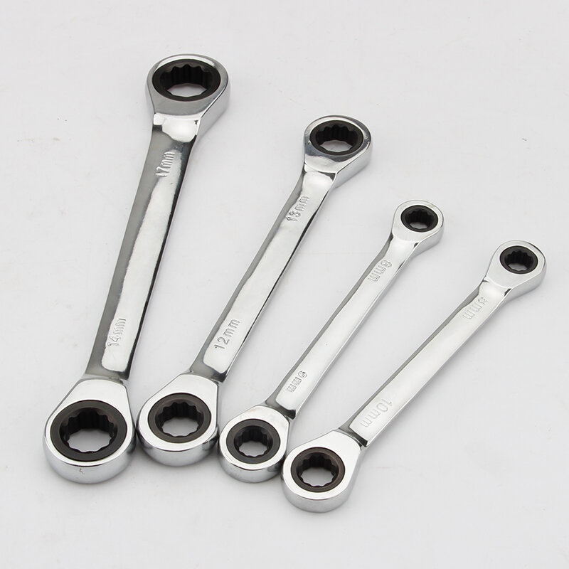 Chrome Vanadium Ring Double Head Ratchet Wrench Reversible 8-9-10-12-13-14-15-16-17-18-19mm Ratchet Combination Spanner Set