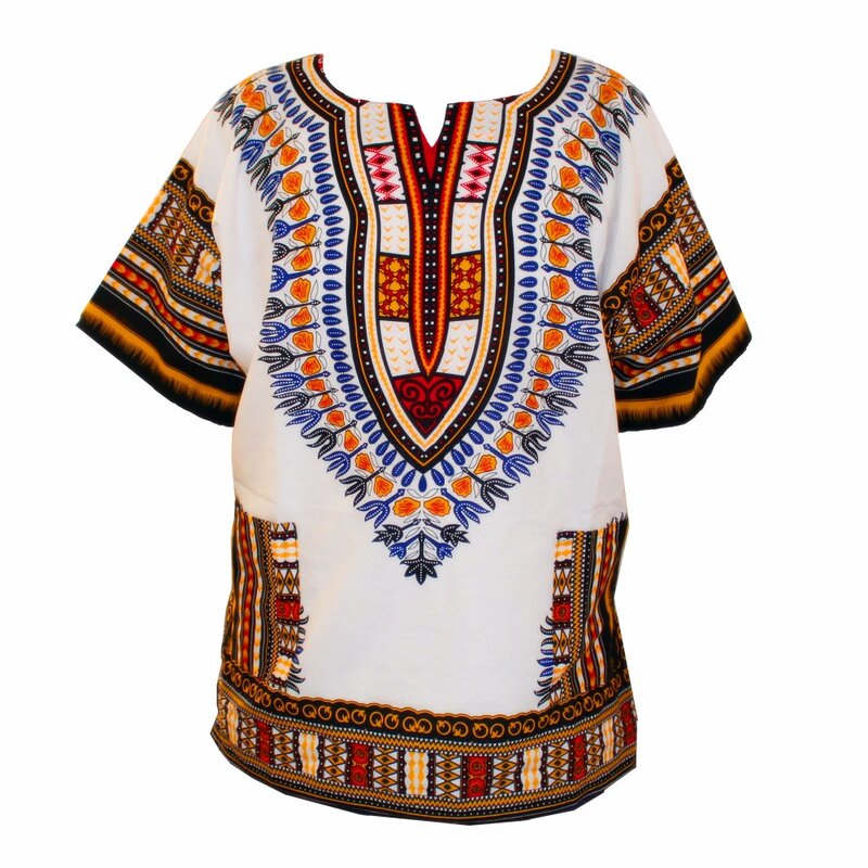Camisetas 100% algodão estampadas tradicionais, camisetas africanas estampadas unissex (fabricadas em tailândia)
