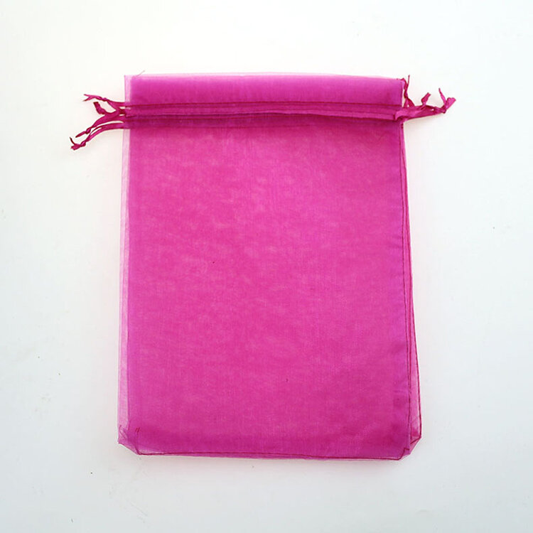 Bolsa transparente de Organza para regalos de Navidad, venta al por mayor, 17x23cm, rosa, roja, 100 unids/lote