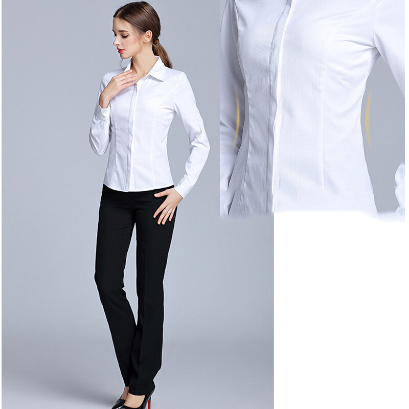 Блузка женская с длинным рукавом, модная Повседневная рубашка с отложным воротником, из чистого хлопка, белая большого размера