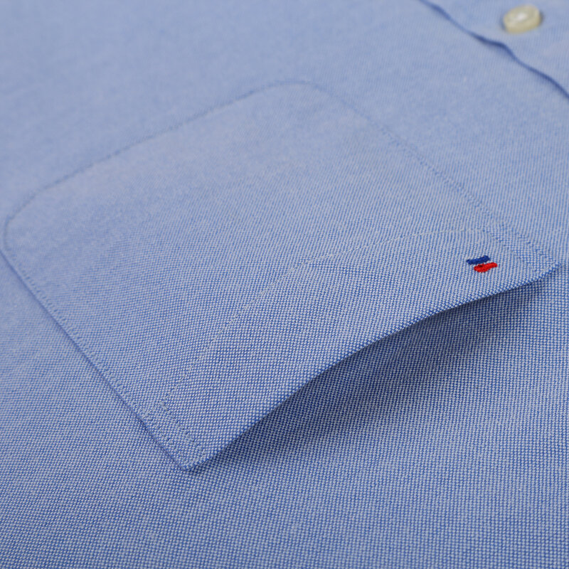 Oxford – chemise à carreaux à rayures et manches longues pour homme, vêtement de travail épais et décontracté avec poche sur le devant et col boutonné