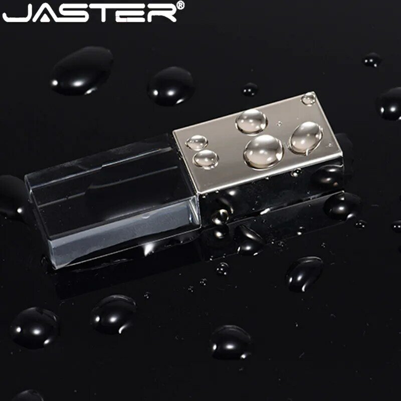 Jaster pendrive cristal usb 2.0, logotipo personalizado, 4gb, 8gb, 16ggb, 32gb, 64gb, vidro transparente