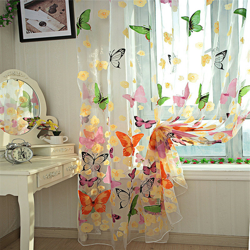 Лидер продаж, 200 см x 100 см, оконные панельные шторы с принтом бабочки, перегородка для гостиной, спальни, кухни