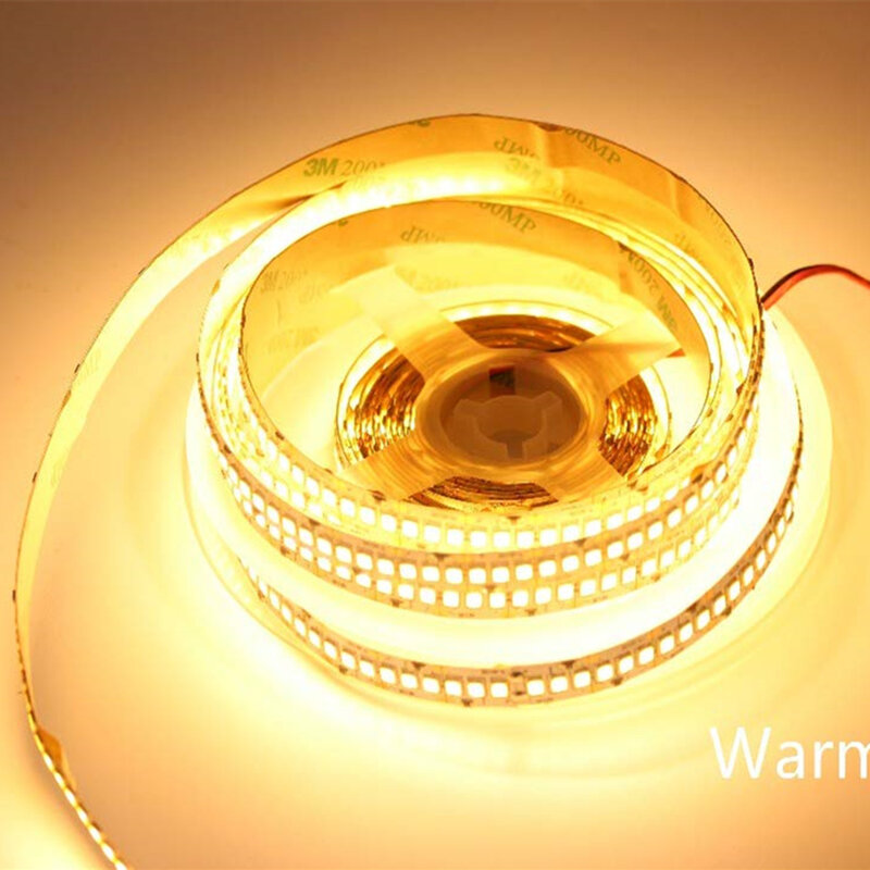 Tira de luces LED de alto brillo, cinta Flexible de 2835 LEDs SMD 240/m 5M 300/600/1200 DC12V Leds, Blanco cálido/blanco frío