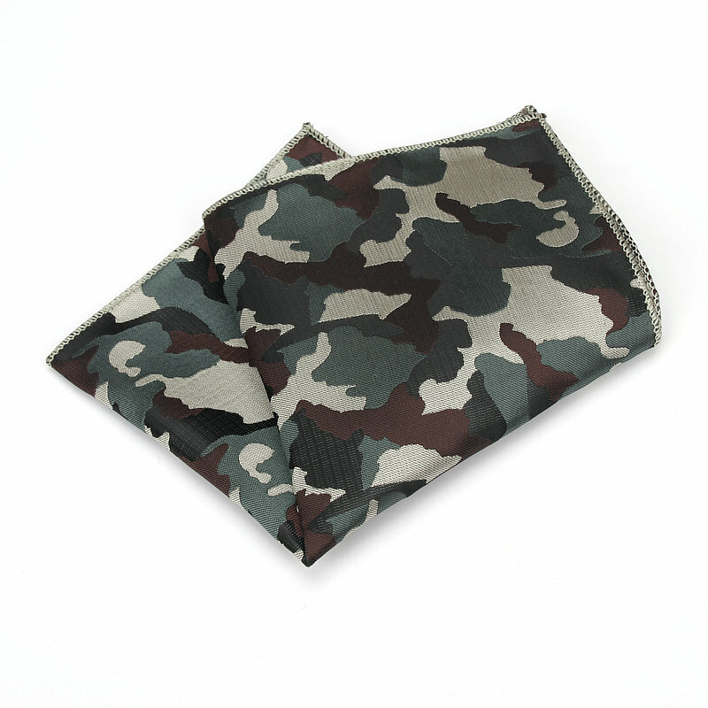 Luxe heren Zakdoek camouflage Wowen Jacquard Zakdoeken Polyester Hanky Business Vintage Pocket Plein Borst Handdoek 23*23 CM